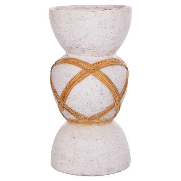 ΔΙΑΚΟΣΜΗΤΙΚΟ ΒΑΖΟ ΔΑΠΕΔΟΥ FB94672.02L TERRACOTTA ΛΕΥΚΟ--RATTAN Φ32x62.5Υεκ.