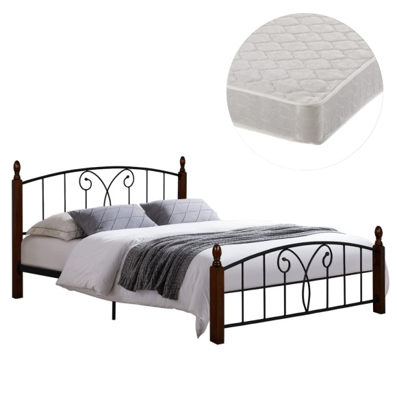 ΚΡΕΒΑΤΙ ΔΙΠΛΟ & ΣΤΡΩΜΑ FB921332 ΜΕΤΑΛΛΟ & ΞΥΛΟ ΣΕ ΚΑΡΥΔΙ--ΣΤΡΩΜΑ 150x200εκ