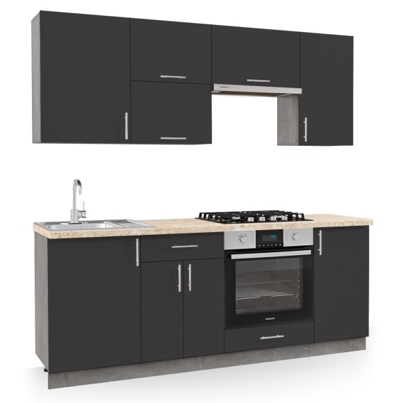 ΣΥΝΘΕΣΗ ΚΟΥΖΙΝΑΣ ΜΕΛΑΜΙΝΗ ΑΝΘΡΑΚΙ-ΠΑΓΚΟΣ ΟΨΗ ΜΠΕΖ ΜΑΡΜΑΡΟ 200x47x84,8Υεκ.FB92470.01