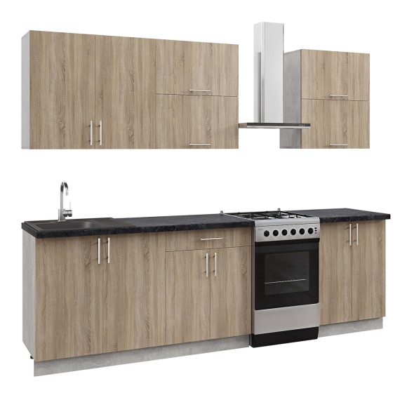 ΣΥΝΘΕΣΗ ΚΟΥΖΙΝΑΣ ΜΕΛΑΜΙΝΗ SONAMA ΜΑΥΡΟ ΜΑΡΜΑΡΟ TOP 200x47x84,8Υεκ.FB92469.01