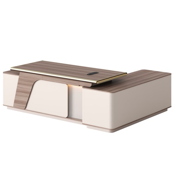 ΓΡΑΦΕΙΟ ΑΡΙΣΤΕΡΗ ΓΩΝΙΑ FB92136L ΜΕΛΑΜΙΝΗ ΦΥΣΙΚΟ-ΜΠΕΖ--LED ΦΩΤΙΣΜΟΣ 240x180x76Υεκ