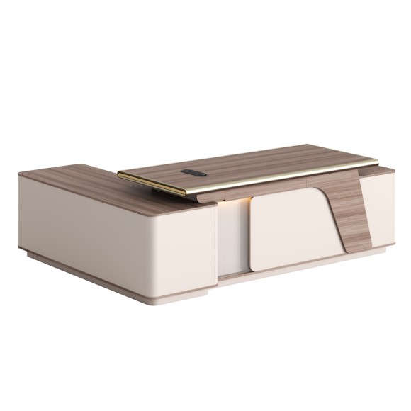 ΓΡΑΦΕΙΟ ΔΕΞΙΑ ΓΩΝΙΑ FB92136R ΜΕΛΑΜΙΝΗ ΦΥΣΙΚΟ-ΜΠΕΖ--LED ΦΩΤΙΣΜΟΣ 240x180x76Υ