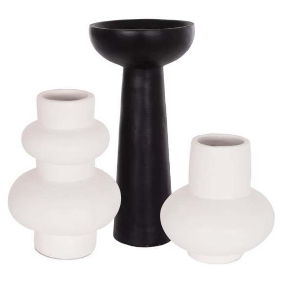 ΣΕΤ 3 ΕΠΙΤΡΑΠΕΖΙΑ ΔΙΑΚΟΣΜΗΤΙΚΑ ΒΑΖΑ FB921141 FIBER CEMENT ΣΕ ΛΕΥΚΟ