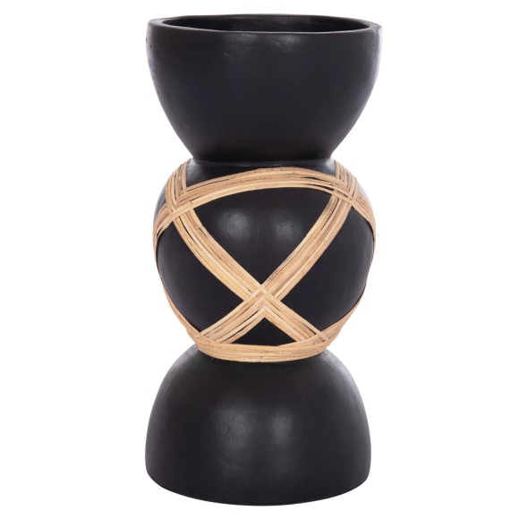 ΔΙΑΚΟΣΜΗΤΙΚΟ ΒΑΖΟ ΔΑΠΕΔΟY FB94672.01L TERRACOTTA ΜΑΥΡΟ-RATTAN Φ32x62.5Υεκ