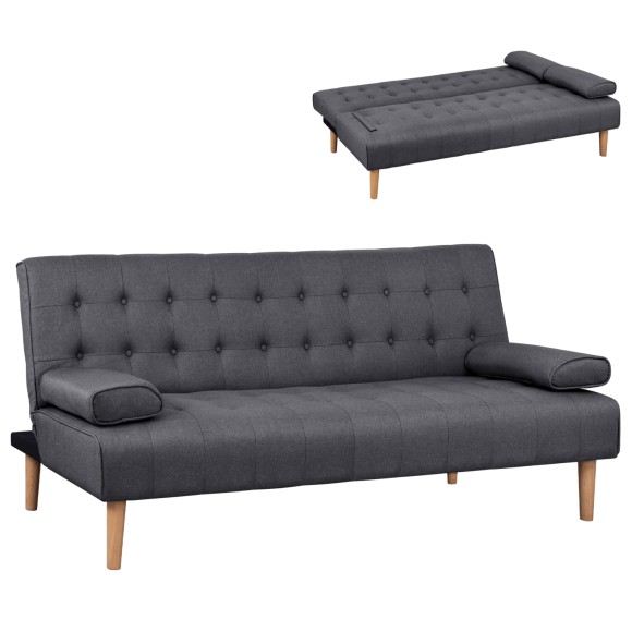 ΚΑΝΑΠΕΣ ΚΡΕΒΑΤΙ FB93149.01 ΜΕ ΓΚΡΙ ΥΦΑΣΜΑ ΚΑΙ 2 ΠΛΑΙΝΑ ΜΑΞΙΛΑΡΙΑ 190X84X83Y εκ.