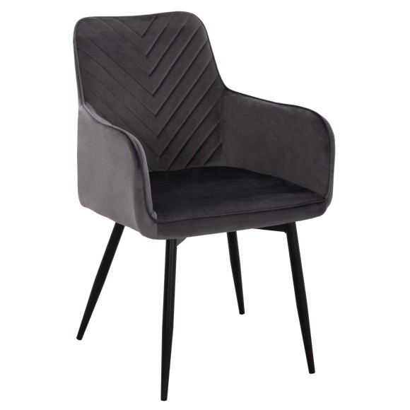 ΠΟΛΥΘΡΟΝΑ FB98582.01 ΓΚΡΙ ΒΕΛΟΥΔΟ & ΜΑΥΡΑ ΜΕΤΑΛΛΙΚΑ ΠΟΔΙΑ 54x57x84Yεκ. - 2τμχ