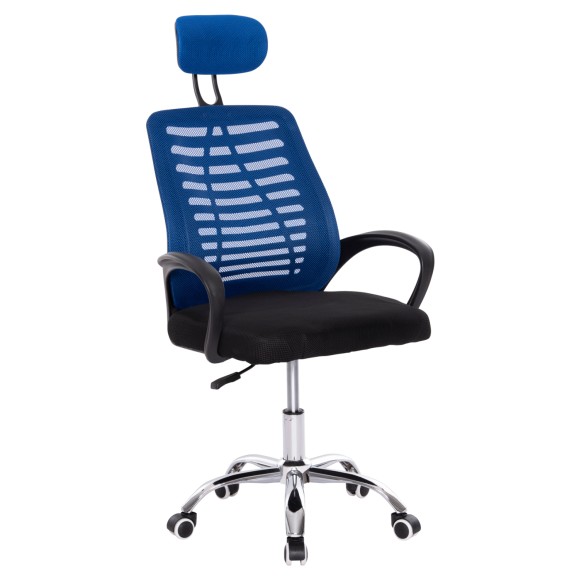 ΚΑΡΕΚΛΑ ΓΡΑΦΕΙΟΥ FB91193.36 ΜΠΛΕ & ΜΑΥΡΟ MESH-ΠΟΔΙ ΧΡΩΜΙΟΥ 61x61x116Yεκ.