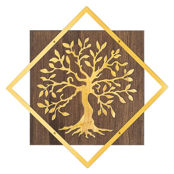 ΔΙΑΚΟΣΜΗΤΙΚΟ ΤΟΙΧΟΥ ΔΕΝΤΡΟ FB94752-ΦΥΛΛΑ ΜΕΤΑΛΛΟΥ ΧΡΥΣΑ-ΞΥΛΟ 54x3(βάθος)x54Υεκ.