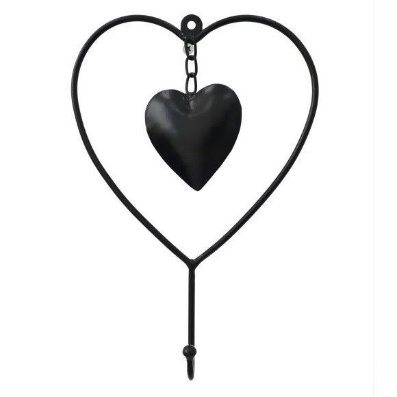 ΔΙΑΚΟΣΜΗΤΙΚΟ ΤΟΙΧΟΥ ΜΕΤΑΛΛΙΚΟ ΜΑΥΡΗ ΚΑΡΔΙΑ FB97563 18.4x4.4x26.7 εκ.