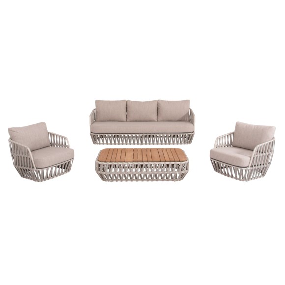 ΣΕΤ ΣΑΛΟΝΙ ΕΞ.ΧΩΡΟΥ 4ΤΜΧ FB96208.02 ΜΠΕΖ OLEFIN & P.E.ΣΧΟΙΝΙ-ΚΡΕΜ ΑΛΟΥΜ.-ΞΥΛΟ TEAK