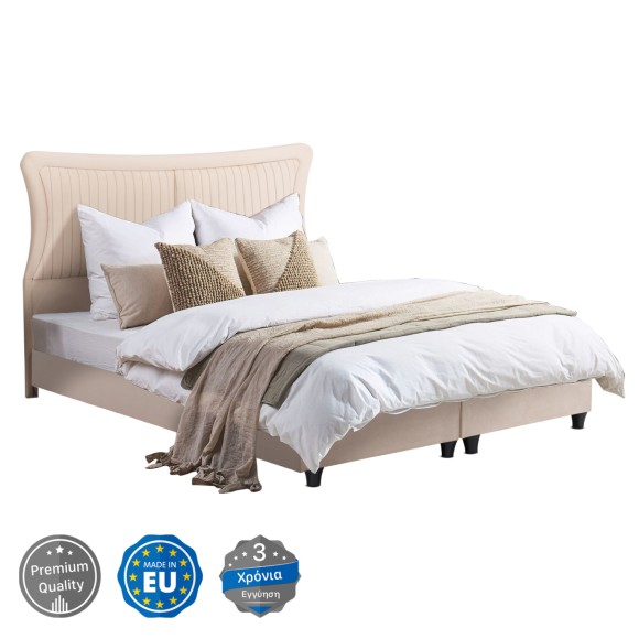 ΚΡEΒΑΤΙ ΔΙΠΛΟ FB9715 ΜΠΕΖ ΒΕΛΟΥΔΟ ΓΙΑ ΣΤΡΩΜΑ 160x200εκ.