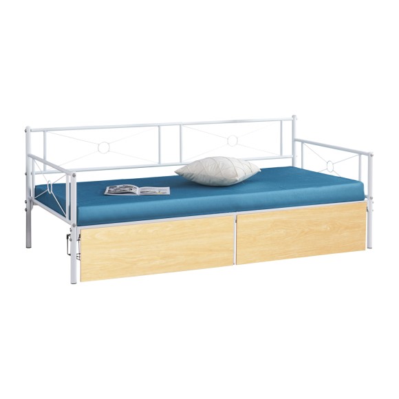 ΚΡΕΒΑΤΙ-ΚΑΝΑΠΕΣ FB921121.02 ΛΕΥΚΟ ΜΕΤΑΛΛΟ & SONAMA ΣΥΡΤΑΡΙΑ- ΓΙΑ 190x90εκ.