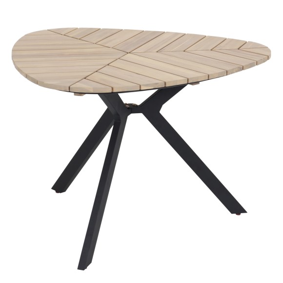 ΤΡΑΠΕΖΙ FB96242 ΞΥΛΟ ΑΚΑΚΙΑΣ ΣΕ ΣΧΗΜΑ ΦΥΛΛΟΥ--ΜΕΤΑΛΛΙΚΑ ΠΟΔΙΑ 110x108x76Υεκ.