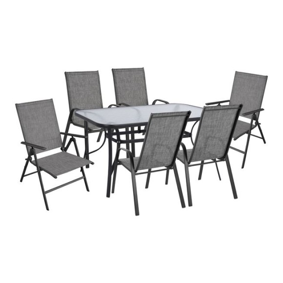 ΣΕΤ ΤΡΑΠΕΖΑΡΙΑΣ 7ΤΜΧ FB910557.01 ΣΕ ΧΡΩΜΑ ΓΚΡΙ-ΜΕΤΑΛΛΟ ΚΑΙ TEXTILENE