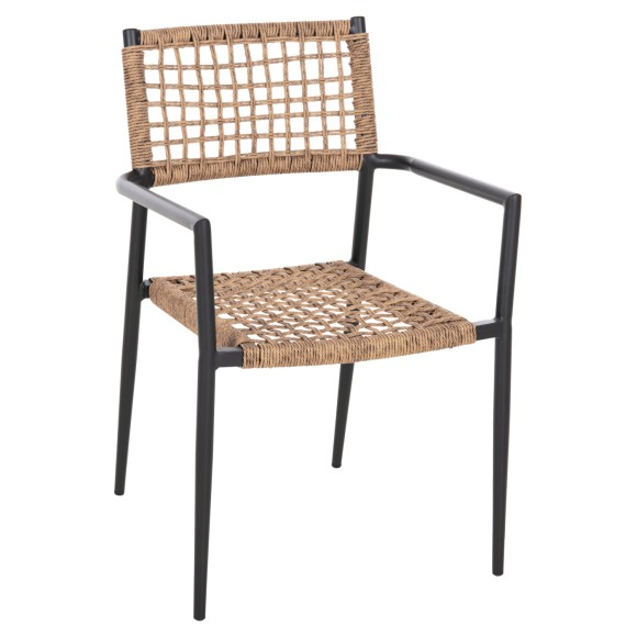 ΠΟΛΥΘΡΟΝΑ FB96044.02 ΑΛΟΥΜΙΝΙΟ ΜΑΥΡΟ ΜΕ ΣΥΝΘΕΤΙΚΟ RATTAN ΦΥΣΙΚΟ 57x59x85Υεκ.