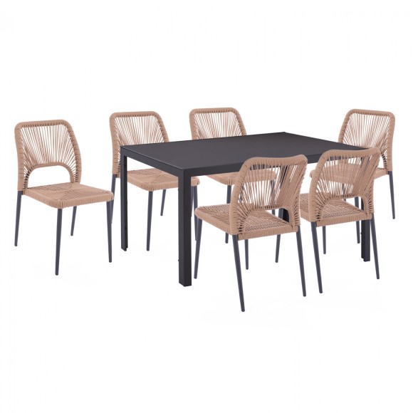 ΣΕΤ ΤΡΑΠΕΖΑΡΙΑΣ 7 ΤΜΧ ΤΡΑΠΕΖΙ ΓΚΡΙ 150X90 ΚΑΙ ΚΑΡΕΚΛΑ ΜΕ ΣΧΟΙΝΙ FB911526.01