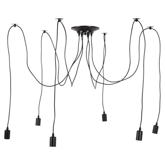 ΦΩΤΙΣΤΙΚΟ ΟΡΟΦΗΣ ΚΡΕΜΑΣΤΟ 6-ΦΩΤΟ FB94175 ΜΑΥΡΟ ΜΕΤΑΛΛΙΚΟ-ΜΑΥΡΑ ΚΑΛΩΔΙΑ Φ100x180Υ