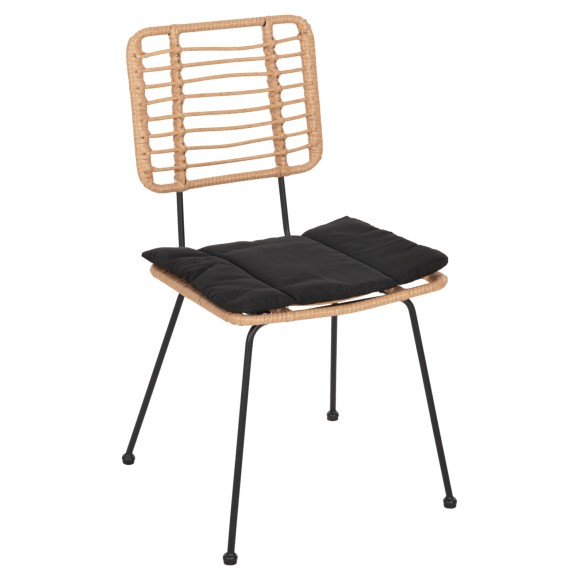 ΚΑΡΕΚΛΑ ΕΞ.ΧΩΡΟΥ FB95454.11 ΜΕΤΑΛΛΟ&ΜΑΞΙΛΑΡΙ ΜΑΥΡΟ-ΜΠΕΖ WICKER 50,5x49,5x88Υεκ