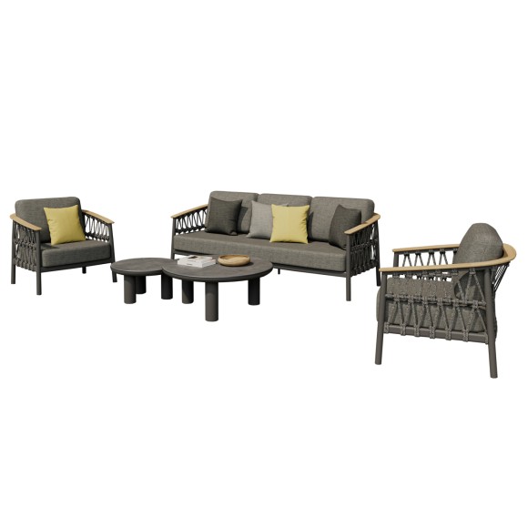 ΣΕΤ ΣΑΛΟΝΙ 5ΤΜΧ FB96426.01 ΑΝΘΡΑΚΙ ΑΛΟΥΜΙΝΙΟ-STRAP ΣΧΟΙΝΙ-OLEFIN