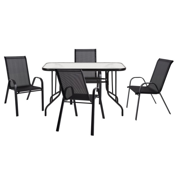 ΣΕΤ ΤΡΑΠΕΖΑΡΙΑΣ ΕΞ.ΧΩΡΟΥ FB95193.13 ΤΡΑΠΕΖΙ ΜΕ 4 ΠΟΛΥΘΡΟΝΕΣ--ΜΑΥΡΟ