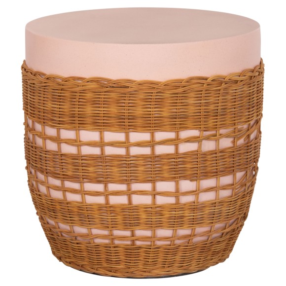 ΒΟΗΘΗΤΙΚΟ ΤΡΑΠΕΖΙ FB918166 FIBER CEMENT ΡΟΖ-RATTAN ΦΥΣΙΚΟ Φ44.5x45Υεκ.