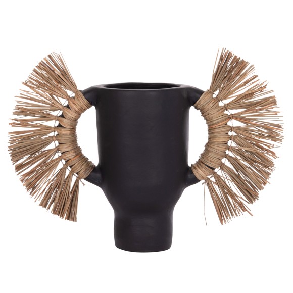 ΕΠΙΤΡΑΠΕΖΙΟ ΔΙΑΚΟΣΜΗΤΙΚΟ ΒΑΖΟ FB94668.01S ΜΑΥΡΗ ΤΕΡΑΚΟΤΑ & GRASS--55x19x34Υεκ