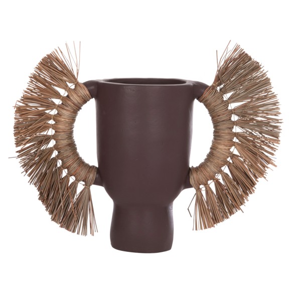 ΕΠΙΤΡΑΠΕΖΙΟ ΔΙΑΚΟΣΜΗΤΙΚΟ ΒΑΖΟ FB94668.07L ΣΟΚΟΛΑΤΙ ΤΕΡΑΚΟΤΑ & GRASS--64x22x38Υεκ