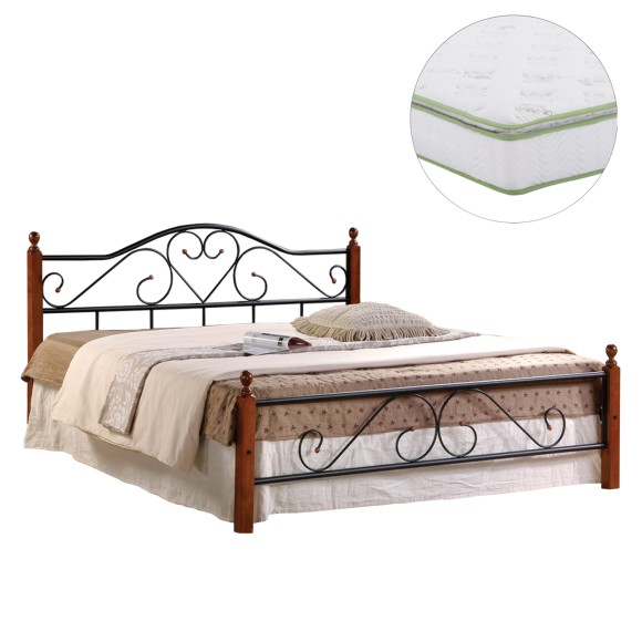 ΚΡΕΒΑΤΙ ΔΙΠΛΟ & ΣΤΡΩΜΑ FB921327 ΜΕΤΑΛΛΟ & ΞΥΛΟ ΣΕ DIRTY OAK--ΣΤΡΩΜΑ 150x200εκ