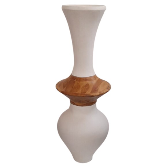 ΔΙΑΚΟΣΜΗΤΙΚΟ ΒΑΖΟ ΔΑΠΕΔΟΥ FB94660.02S FIBER CEMENT ΛΕΥΚΟ--ΞΥΛΟ ΤΕΑΚ Φ45x115Υεκ