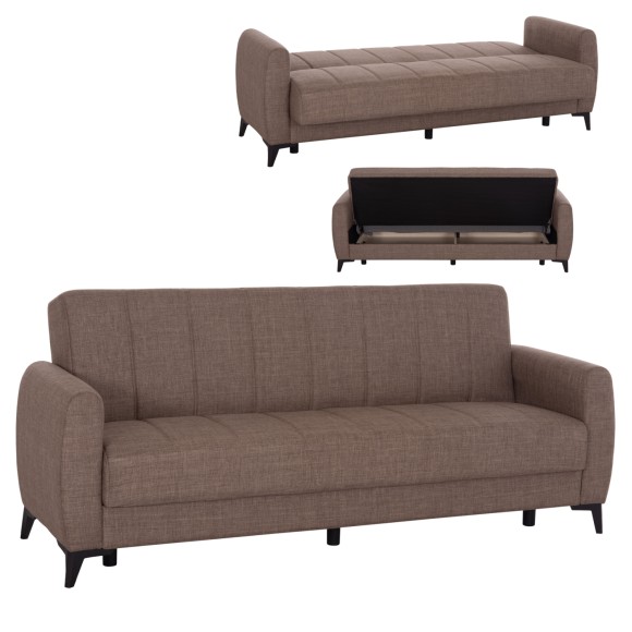 ΚΑΝΑΠΕΣ ΚΡΕΒΑΤΙ ΜΕ ΑΠΟΘ.ΧΩΡΟ TΡΙΘΕΣΙΟΣ FB93292.02 ΚΑΦΕ ΥΦΑΣΜΑ 209x76x83Υεκ.