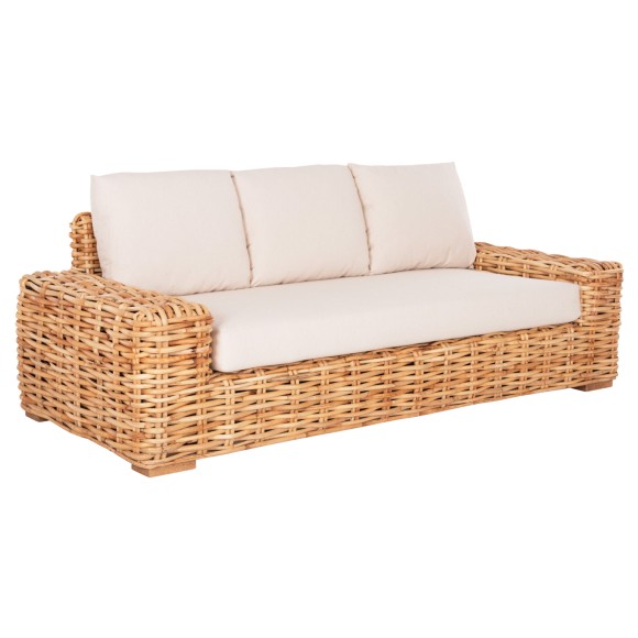 ΚΑΝΑΠΕΣ ΤΡΙΘΕΣΙΟΣ ΕΞ.ΧΩΡΟΥ FB99808 ΞΥΛΟ MANGO-RATTAN ΦΥΣΙΚΟ-ΛΕΥΚΑ ΜΑΞΙΛΑΡΙΑ 216x88x85Υεκ