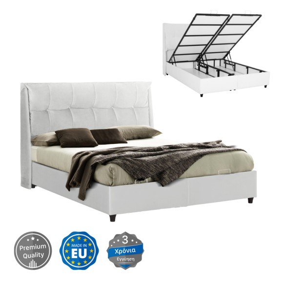 ΚΡEΒΑΤΙ ΜΕ ΑΠΟΘΗΚΕΥΤΙΚΟ ΧΩΡΟ FB9716.03 ΛΕΥΚΟ TEDDY- ΓΙΑ ΣΤΡΩΜΑ 160x200εκ.