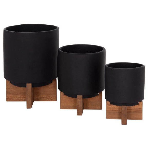 ΣΕΤ 3 ΓΛΑΣΤΡΕΣ ΜΕ TEAK ΒΑΣΕΙΣ FB94685.01 FIBER CEMENT ΣΕ ΜΑΥΡΟ ΧΡΩΜΑ