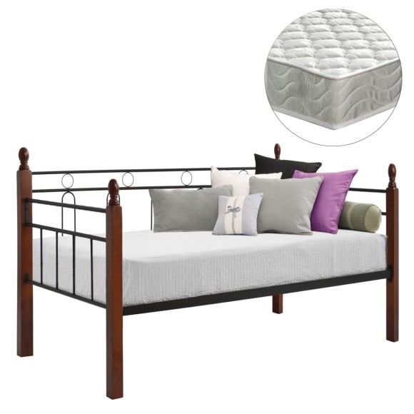 ΚΑΝΑΠΕΣ ΚΡΕΒΑΤΙ ΜΕ ΣΤΡΩΜΑ FB921329 ΜΕΤΑΛΛΟ & ΞΥΛΟ ΣΕ DIRTY OAK--ΣΤΡΩΜΑ 90Χ190εκ