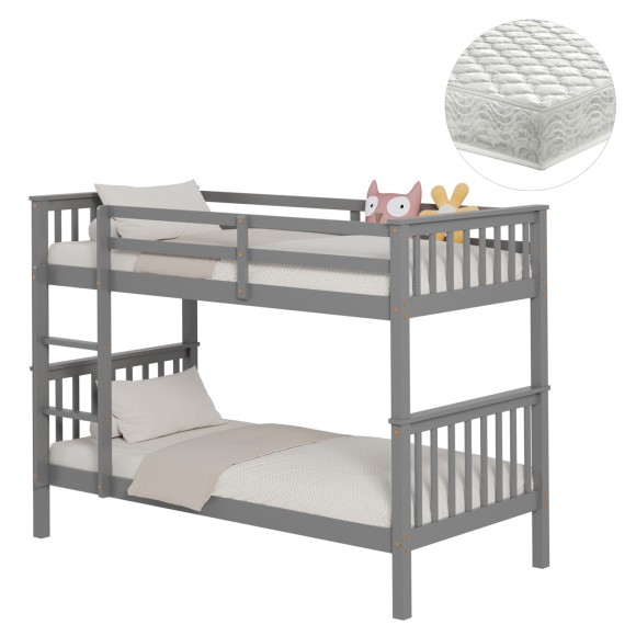 ΚΟΥΚΕΤΑ ΠΑΙΔΙΚΗ ΜΕ 2 ΣΤΡΩΜΑΤΑ FB921307.02 ΞΥΛΟ ΠΕΥΚΟΥ ΓΚΡΙ--ΣΤΡΩΜΑΤΑ 90x190εκ