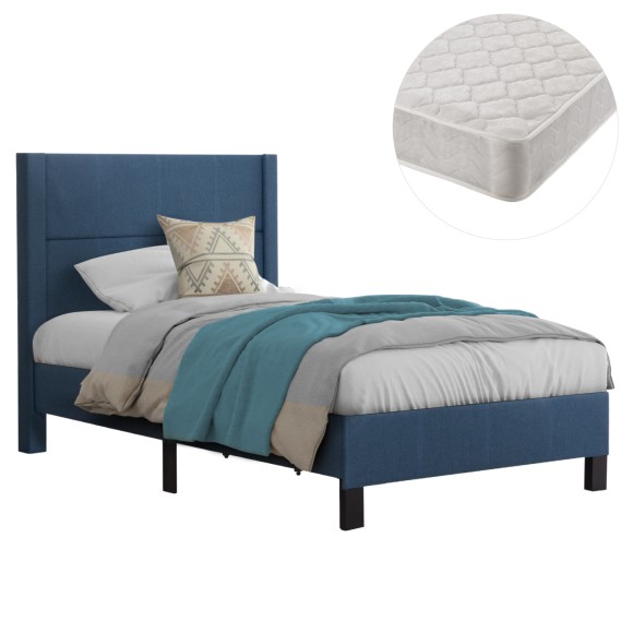 ΚΡΕΒΑΤΙ ΜΟΝΟ & ΣΤΡΩΜΑ FB921203.14 ΜΠΛΕ ΥΦΑΣΜΑ--ΓΙΑ 120x200εκ