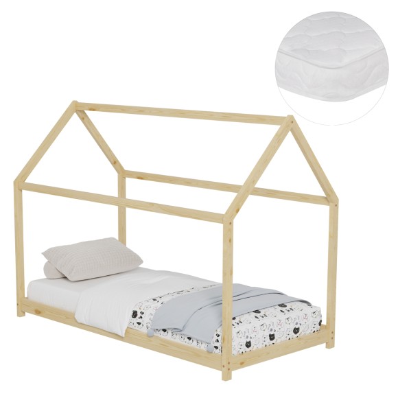 ΚΡΕΒΑΤΙ ΠΑΙΔΙΚΟ ΜΕ ΣΤΡΩΜΑ FB921302 ΞΥΛΟ ΠΕΥΚΟΥ ΣΕ ΦΥΣΙΚΟ--ΣΤΡΩΜΑ 90x190εκ