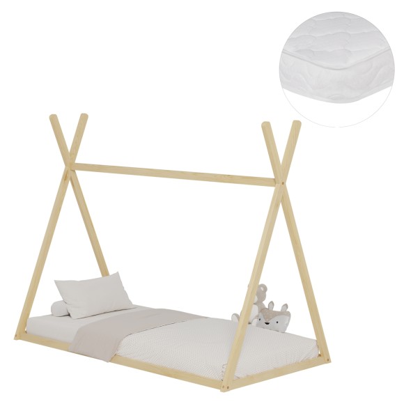 ΚΡΕΒΑΤΙ ΠΑΙΔΙΚΟ ΜΕ ΣΤΡΩΜΑ FB921306 ΞΥΛΟ ΠΕΥΚΟΥ ΣΕ ΦΥΣΙΚΟ--ΣΤΡΩΜΑ 90x190εκ