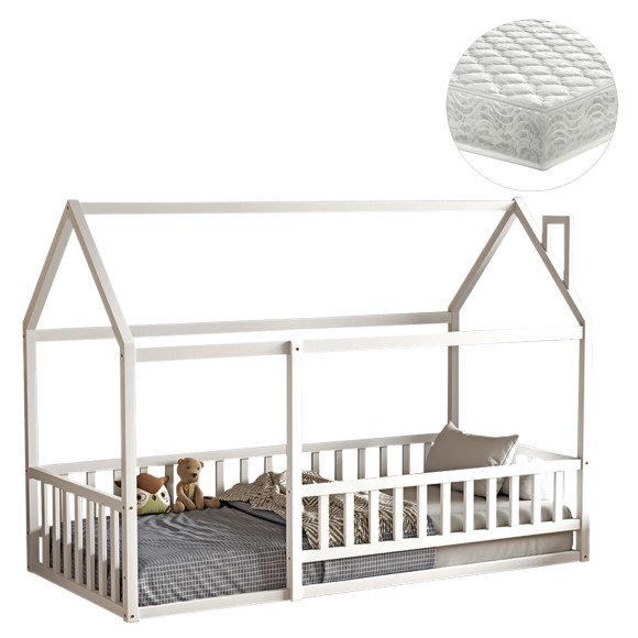 ΚΡΕΒΑΤΙ ΠΑΙΔΙΚΟ ΜΕ ΣΤΡΩΜΑ FB921315.01 ΞΥΛΟ ΠΕΥΚΟΥ ΣΕ ΛΕΥΚΟ--ΣΤΡΩΜΑ 90x190εκ