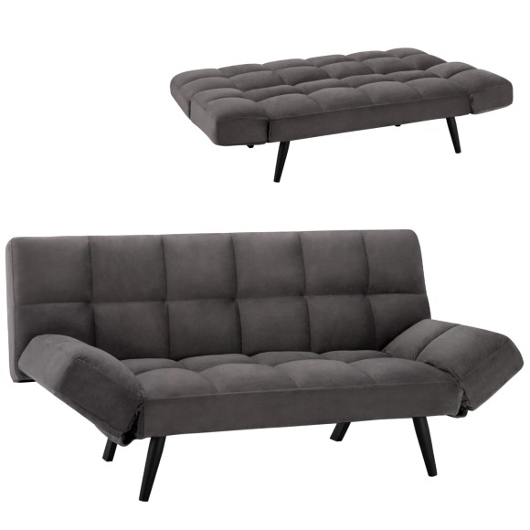 ΚΑΝΑΠΕΣ ΚΡΕΒΑΤΙ 3ΘΕΣΙΟΣ ΑΠΟ ΒΕΛΟΥΔΟ ΓΚΡΙ FB93167.01 182Χ80Χ88Υ εκ.