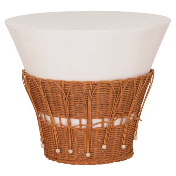 ΤΡΑΠΕΖΙ ΣΑΛΟΝΙΟΥ FB918164.02L FIBER CEMENT ΛΕΥΚΟ-ΦΥΣΙΚΟ RATTAN--Φ55x45Υεκ