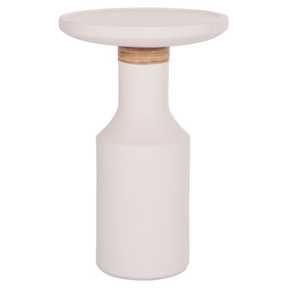 ΒΟΗΘΗΤΙΚΟ ΤΡΑΠΕΖΙ FB918169.02 FIBER CEMENT ΛΕΥΚΟ-ΦΥΣΙΚΟ RATTAN--Φ40x61Υεκ.