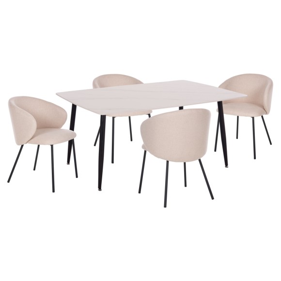 ΣΕΤ ΤΡΑΠΕΖΑΡΙΑΣ 5ΤΜΧ FB921069.01 ΤΡΑΠΕΖΙ ΚΕΡΑΜΙΚΟ TOP ΛΕΥΚΟ ΜΑΡΜΑΡΟ & 4 ΚΑΡΕΚΛΕΣ