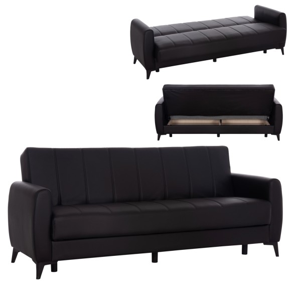 ΚΑΝΑΠΕΣ ΚΡΕΒΑΤΙ ΜΕ ΑΠΟΘ.ΧΩΡΟ TΡΙΘΕΣΙΟΣ FB93292.11 ΜΑΥΡΟ PU 207x80x82Υεκ.