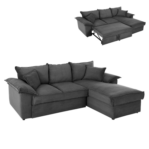 ΓΩΝΙΑΚΟΣ ΚΑΝΑΠΕΣ-ΚΡΕΒΑΤΙ ΜΕ ΑΠΟΘ.ΧΩΡΟ FB93276.01R ΜΠΕΖ ΥΦΑΣΜΑ 256x91-159x87Υεκ.