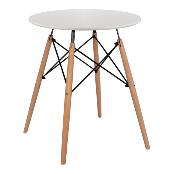 ΤΡΑΠΕΖΙ ΣΤΡΟΓΓΥΛΟ FB90060.01 ΛΕΥΚΟ ΧΡΩΜΑ MDF-ΠΟΔΙΑ ΟΞΙΑΣ ΦΥΣΙΚΟ Φ60Χ72Υεκ.