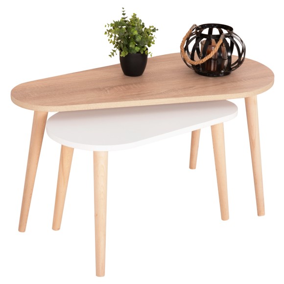 ΤΡΑΠΕΖΙΑ ΣΑΛΟΝΙΟΥ 2ΤΜΧ FB918179.04 ΜΕΛΑΜΙΝΗ ΣΕ ΣΟΝΑΜΑ-ΛΕΥΚΟ 94x47x47Υεκ