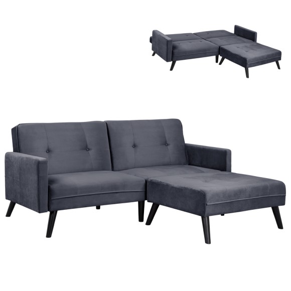 ΚΑΝΑΠΕΣ ΓΩΝΙΑ ΚΡΕΒΑΤΙ FB93151.01 ΒΕΛΟΥΔΟ ΓΚΡΙ ΜΕ ΥΠΟΠΟΔΙΟ 211X158X83Y εκ.