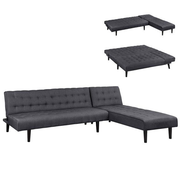 ΚΑΝΑΠΕΣ ΚΡΕΒΑΤΙ ΓΩΝΙΑ ΑΝΑΣΤΡΕΨΙΜΗ FB93154.01 ΜΕ ΓΚΡΙ ΥΦΑΣΜΑ 254X163X74Y εκ.