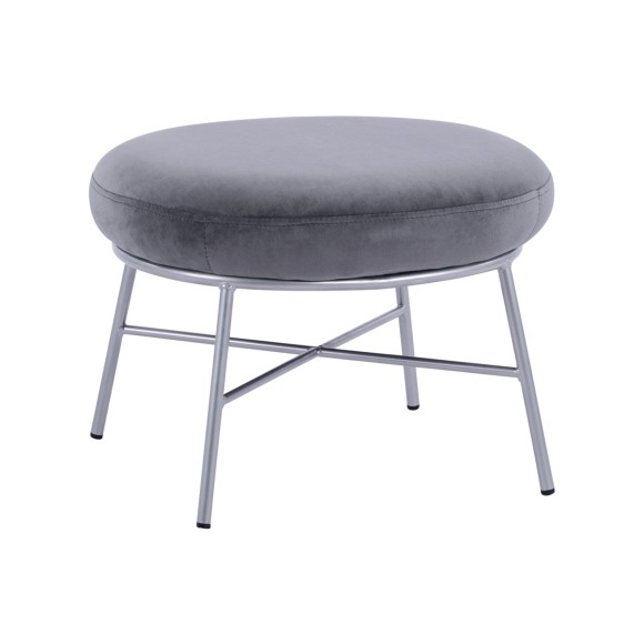 ΣΚΑΜΠΟ ΥΠΟΠΟΔΙΟ FB98640.01 ΑΠΟ ΓΚΡΙ ΒΕΛΟΥΔΟ ΜΕ ΑΣΗΜΙ ΒΑΣΗ 55x46x38Υ εκ.